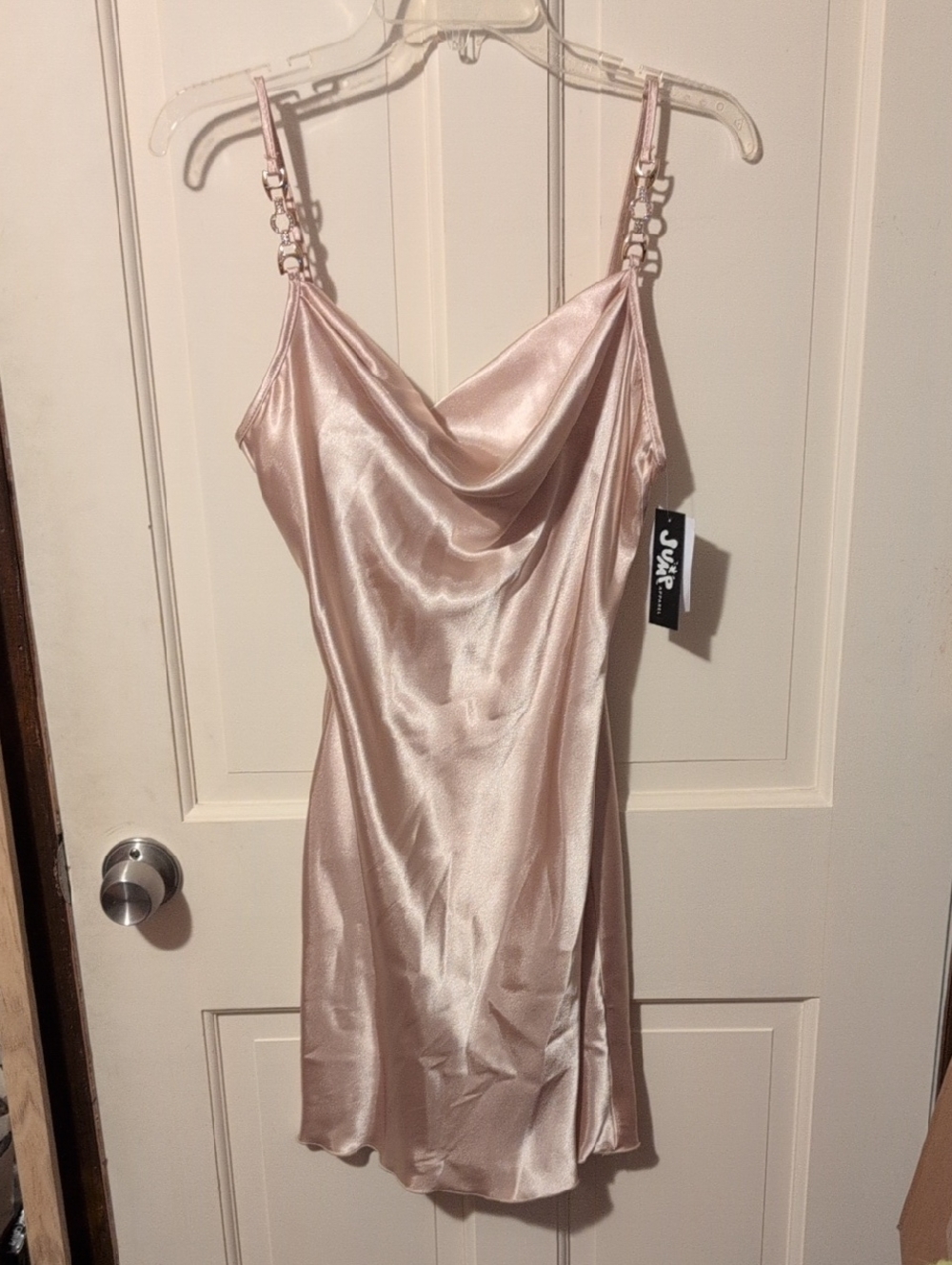Jump Satin Cowl Slip Dress in Champagne